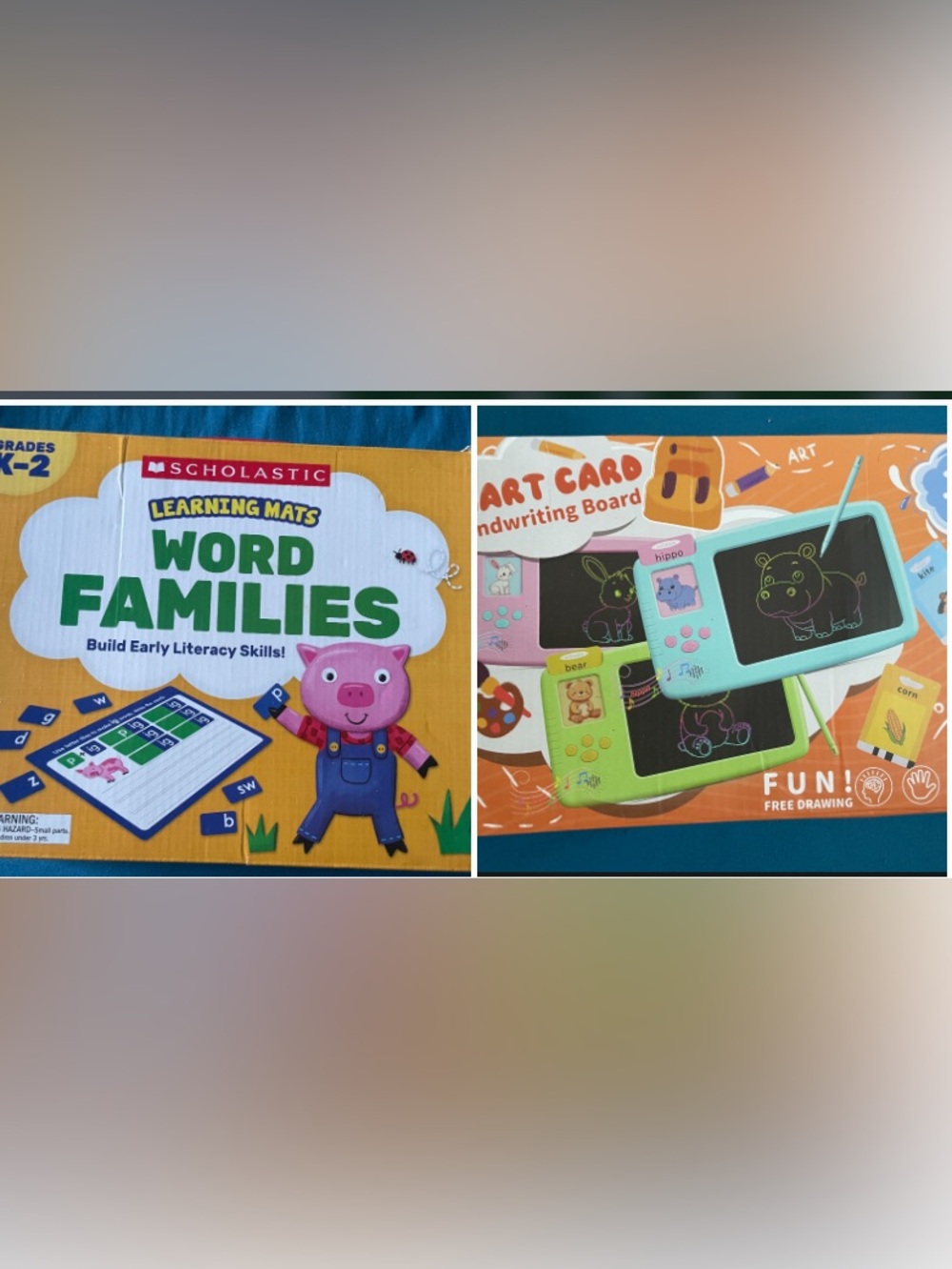 Scholastic Kids Word Families Learning Mats & Smart card handwriting Board.